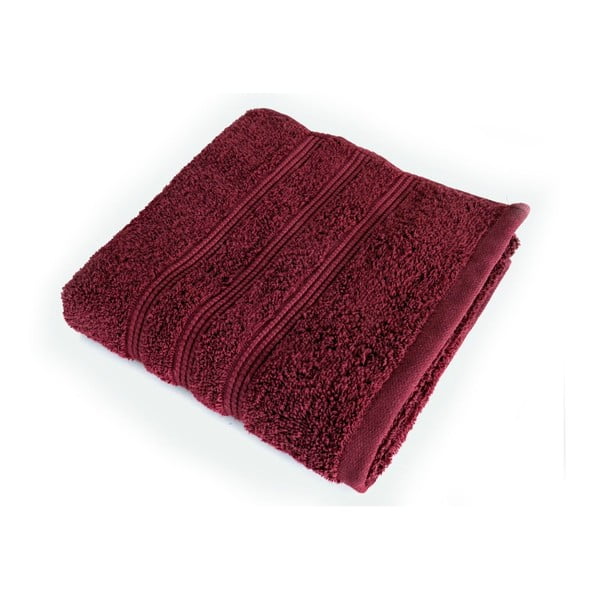 Ciemnoczerwony ręcznik kąpielowy z czesanej bawełny Irya Home Classic, 70x130 cm