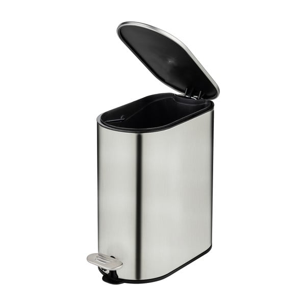 Kosz na śmieci z pedałem ze stali nierdzewnej w kolorze matowego srebra 5 l Collungo – Wenko-image-4