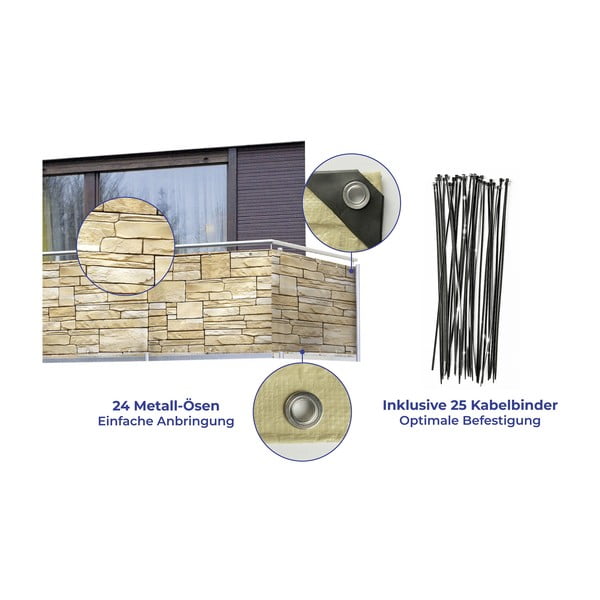 Beżowa osłona balkonowa 500x85 cm – Maximex-image-3