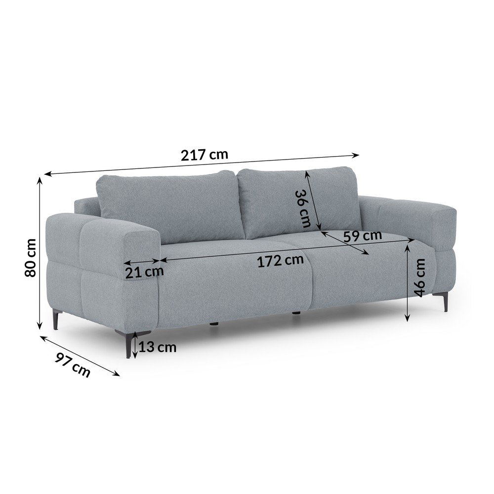 Szaroniebieska sofa 217 cm Helio – Ropez (zdjęcie 3)