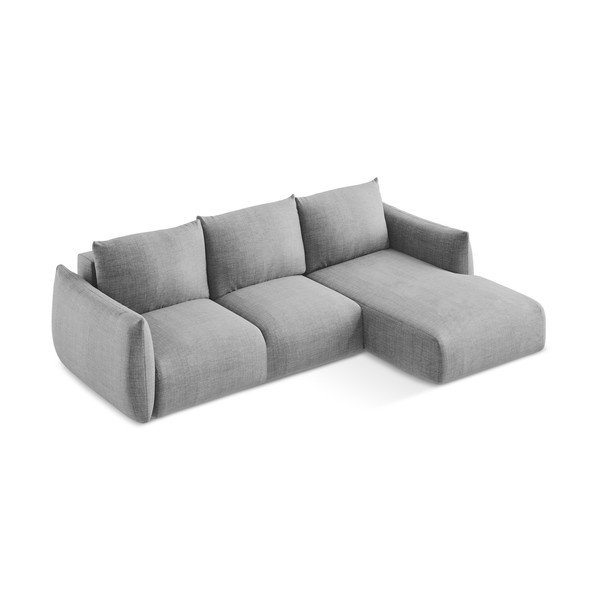 Jasnoszary rozkładany narożnik (prawostronny/z szezlongiem) Leila – Makamii-image-3