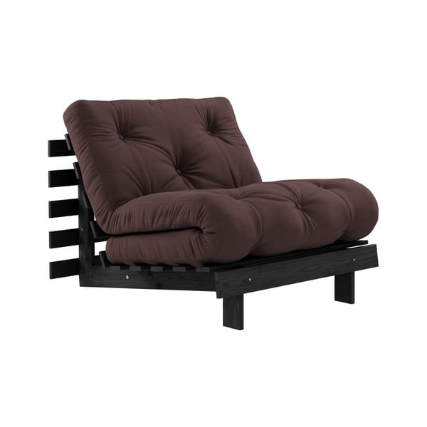 Fotel rozkładany z ciemnobrązowym obiciem Karup Design Roots Black/Brown