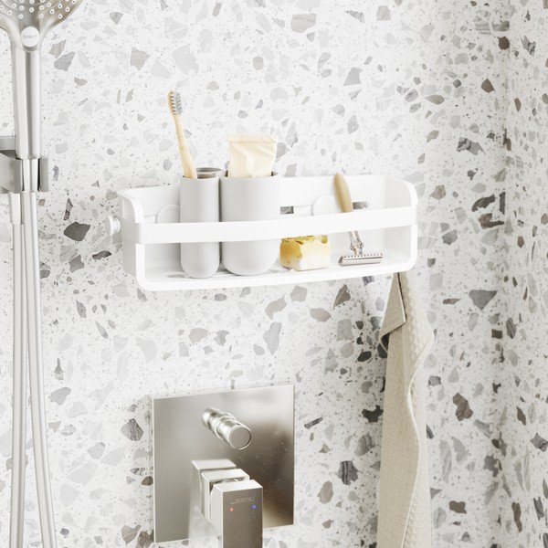 Biała samoprzylepna plastikowa półka łazienkowa Flex – Umbra-image-1