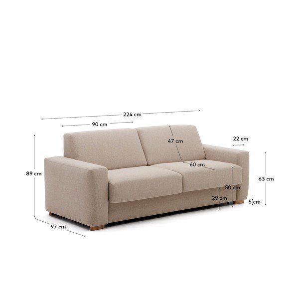 Beżowa rozkładana sofa 224 cm Anley – Kave Home-image-4