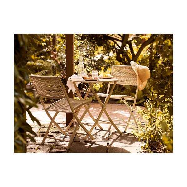 Beżowy metalowy zestaw mebli ogrodowych dla 2 osób Arcas – House Nordic-image-1