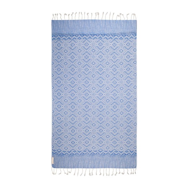 Niebieski ręcznik hammam Begonville Peak, 180x95 cm