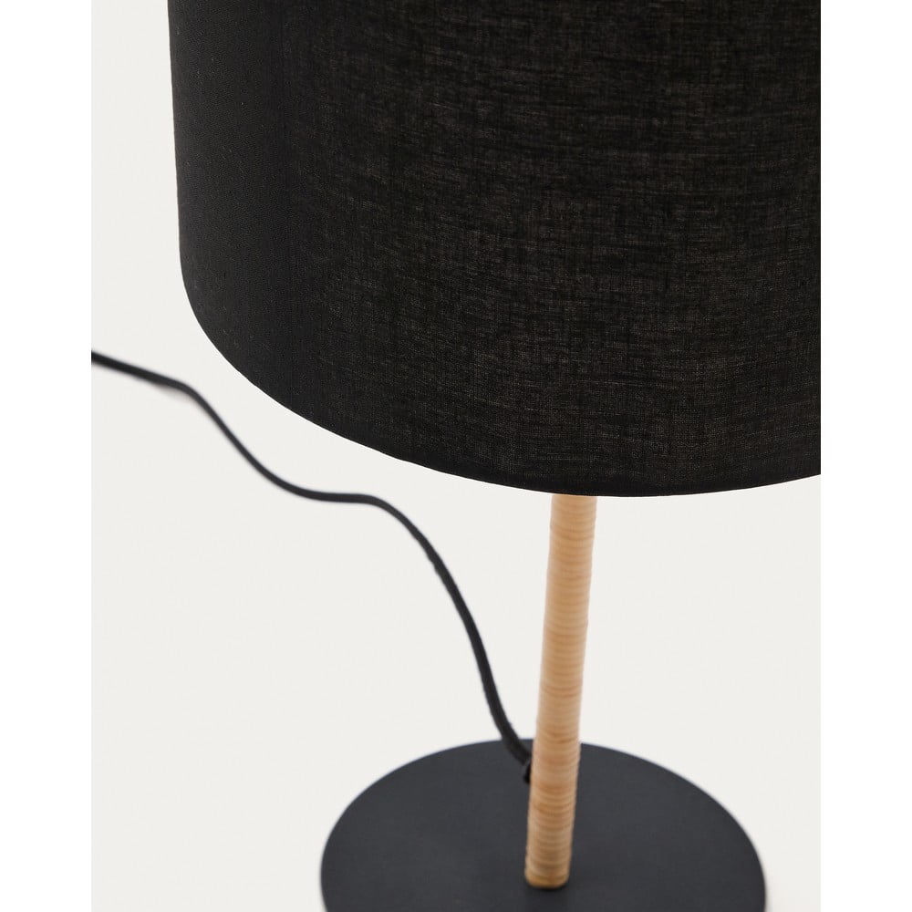 Czarna lampa stołowa z tekstylnym kloszem (wysokość 45 cm) Pina – Kave Home (zdjęcie 4)