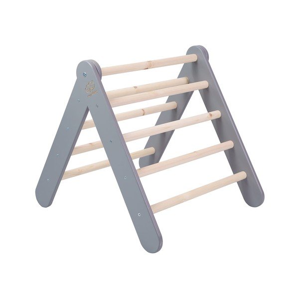 Szara drabinka pikler z litego drewna sosnowego 60x60x60 cm Montessori – Meowbaby