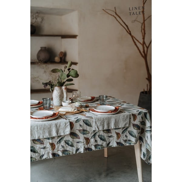 Lniany obrus 140x140 cm Golden Fall – Linen Tales-image-1