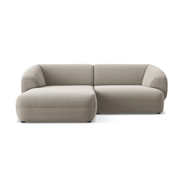 Beżowy aksamitny narożnik (lewostronny) Moana – Makamii