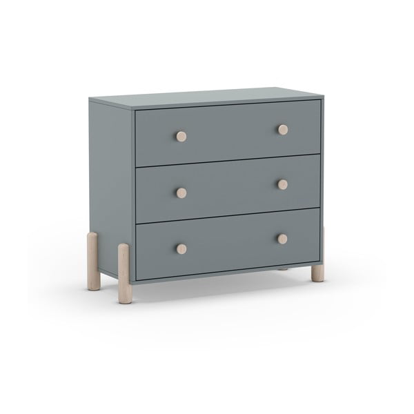 Szarozielona komoda dziecięca z litego drewna sosnowego 90x80x40 cm Enola – Marckeric-image-4