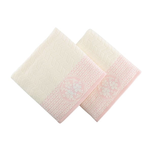 Zestaw 2 ręczników s růžovým elementemAmadeus, 50x90 cm