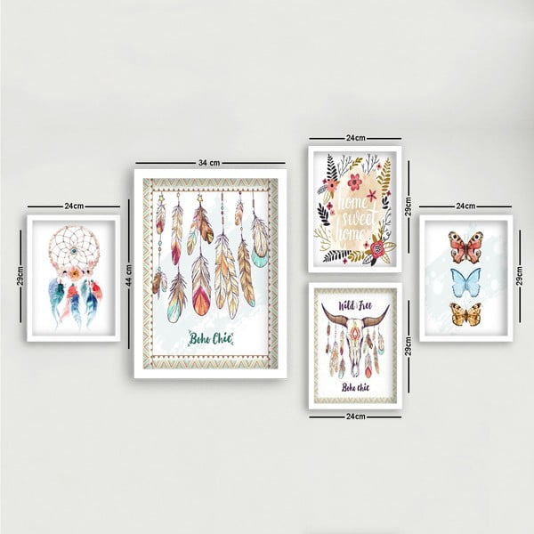 Obrazy zestaw 5 szt. Boho – Wallity-image-3