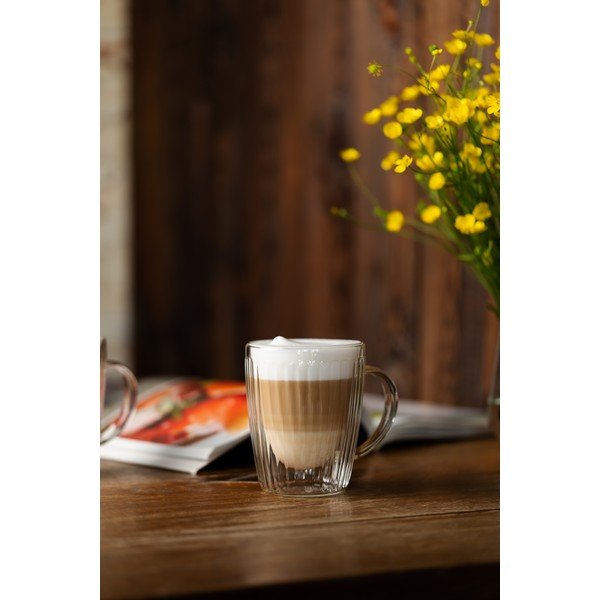 Szklane kubki zestaw 2 szt. do cappuccino 250 ml Livio Duo – Vialli Design-image-1