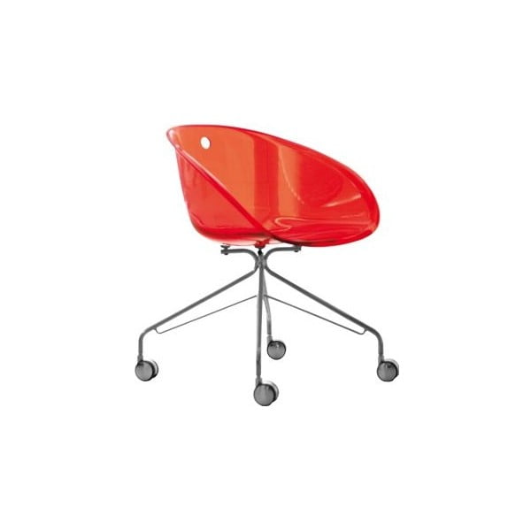 Czerwone krzesło na kółkach Pedrali Gliss