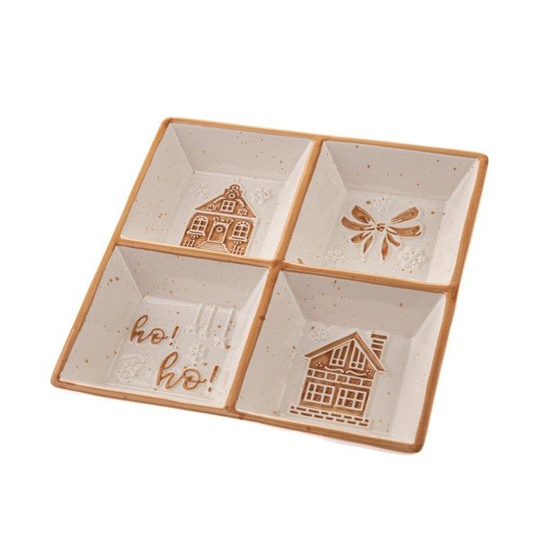 Biała ceramiczna miska do serwowania ze świątecznym motywem Christmas cottage – Dakls