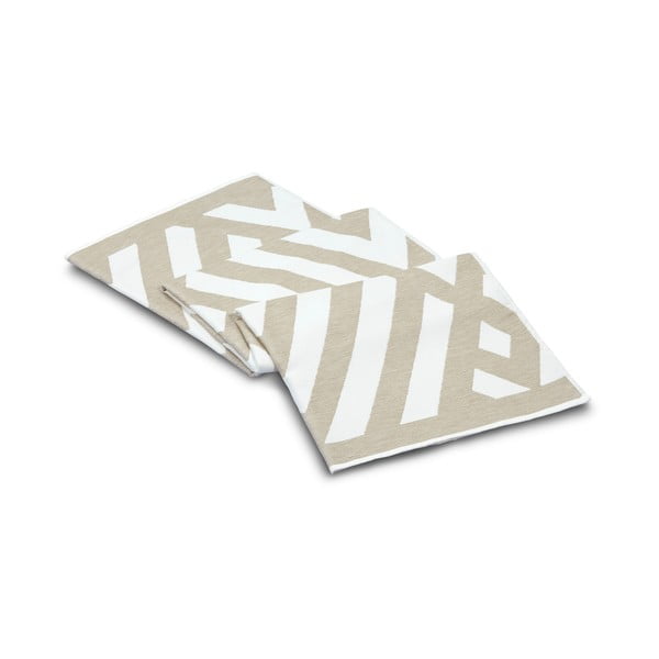 Beżowo-biały bawełniany dywanik łazienkowy Foutastic Geometric, 100x180 cm-image-1