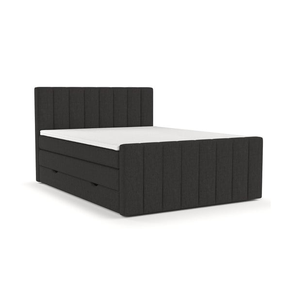 Czarne łóżko boxspring ze schowkiem 180x200 cm Ruby – Maison de Rêve