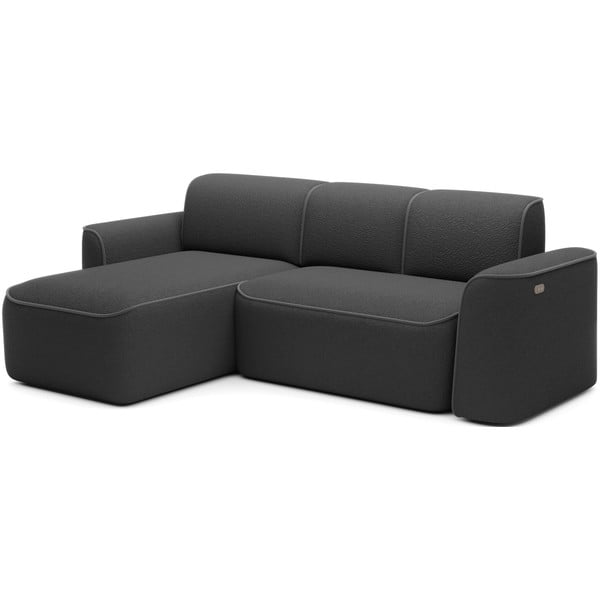 Ciemnoszary narożnik z materiału bouclé (lewostronny/z szezlongiem) Ume – ELTAP-image-2