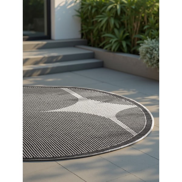 Czarno-biały okrągły dywan odpowiedni na zewnątrz ø 160 cm Duet Bowen – NORTHRUGS-image-4