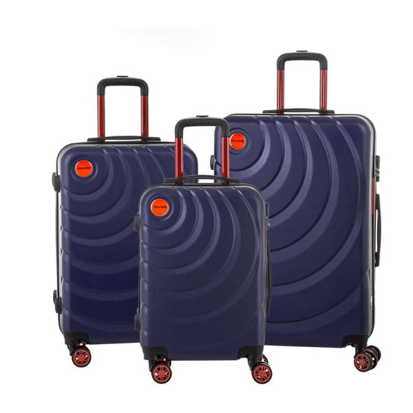 Zestaw 3 ciemnoniebieskich walizek Murano Manhattan