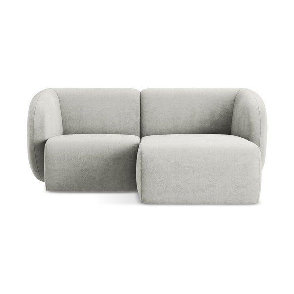 Jasnoszary narożnik z tkaniny szenilowej (prawostronny/z szezlongiem) Lani – Makamii