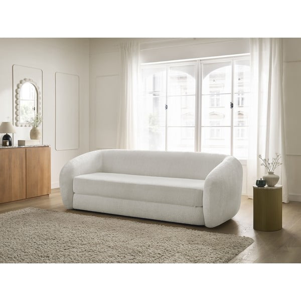 Biała rozkładana sofa z tkaniny szenilowej 228 cm Neyo – Bobochic Paris-image-1