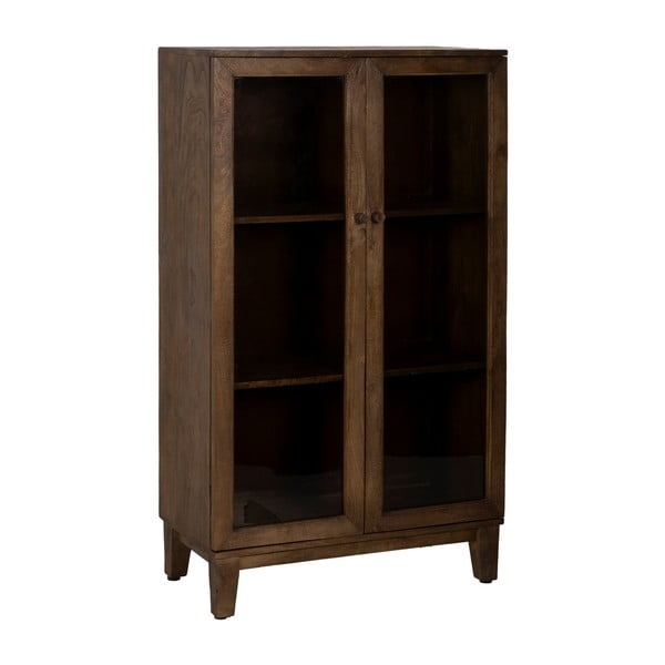 Brązowa witryna z litego drewna mango 80x140x40 cm Ravi – Ixia