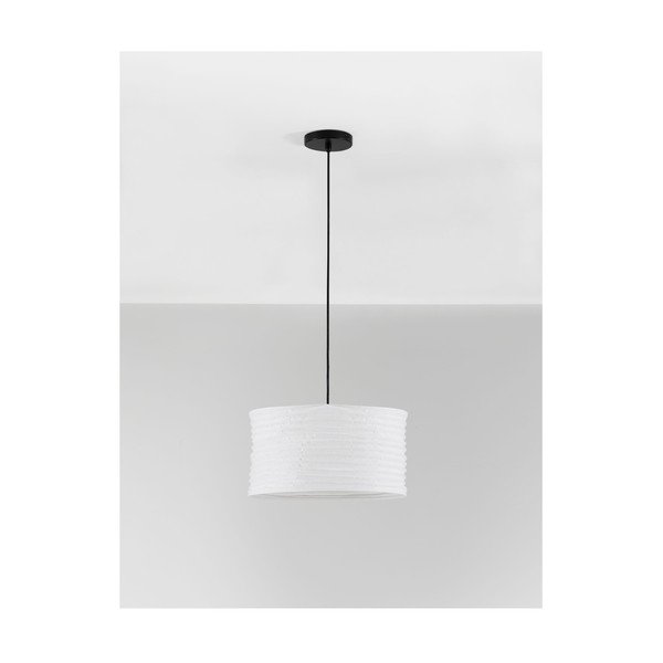 Biała lniana lampa wisząca ø 38 cm Linnet – Nova Luce-image-3