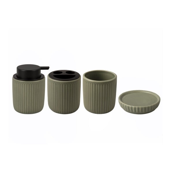 Zielony ceramiczny zestaw akcesoriów łazienkowych Neat  – PT LIVING
