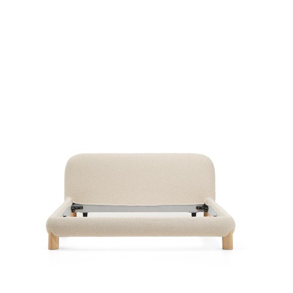 Beżowe tapicerowane łóżko dwuosobowe bez stelaża 180x200 cm Odina – Kave Home-image-3