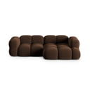Ciemnobrązowy aksamitny narożnik (prawostronny/z szezlongiem) Loretto – Cosmopolitan Design