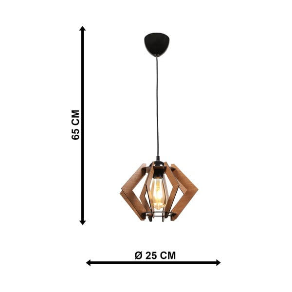 Czarna lampa sufitowa z drewnianym kloszem – Squid Lighting-image-3