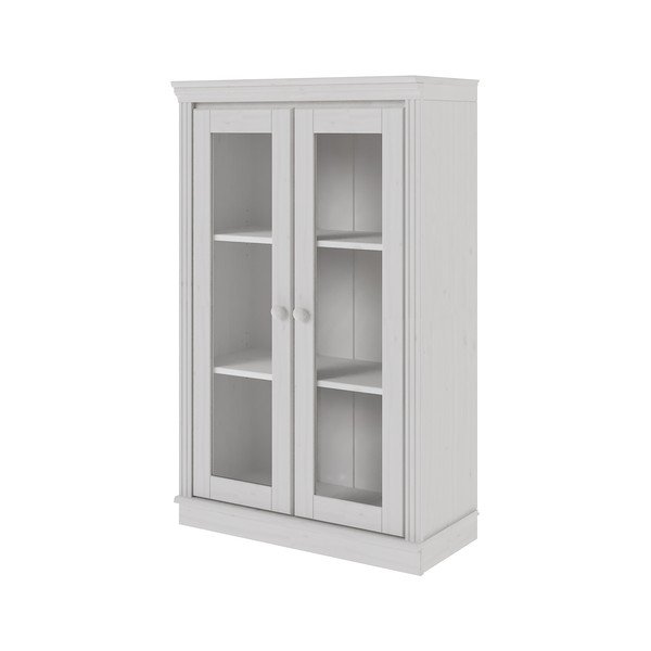 Biała witryna z litego drewna sosnowego 74x118x35 cm Anita – Støraa-image-3