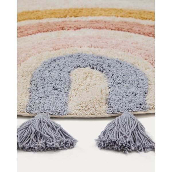 Bawełniany dywan dziecięcy odpowiedni do prania/tkany ręcznie w kolorze kości słoniowej ø100 cm Tadea – Kave Home-image-2