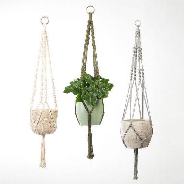 Szary wiszący kwietnik ze sznurka Big pots, dł. 90 cm-image-3
