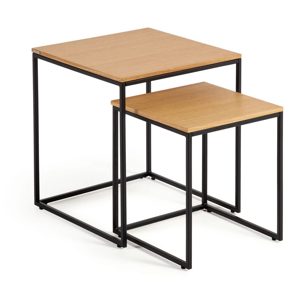 Stoliki z blatem w dekorze dębu zestaw 2 szt. 45x45 cm Yoana – Kave Home