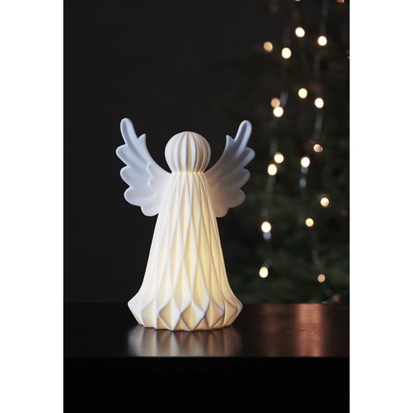 Biała ceramiczna świąteczna dekoracja świetlna LED Star Trading Vinter, wys. 23 cm