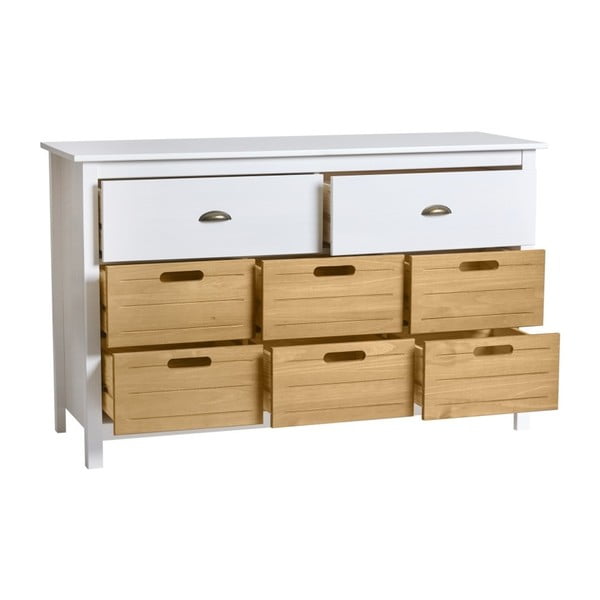 Biała komoda z litego drewna sosnowego z 8 szufladami Marckeric Ibiza-image-2