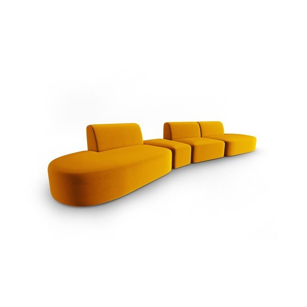 Musztardowa aksamitna sofa lewostronna 428 cm Paolo – Milo Casa-image-2