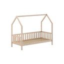 Łóżko dziecięce z litego drewna sosnowego w kształcie domku ze stelażem 90x200 cm Cabane – Vipack