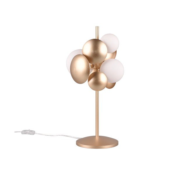 Lampa stołowa w biało-złotym kolorze ze szklanym kloszem (wys. 50 cm) Bubble – Trio Select