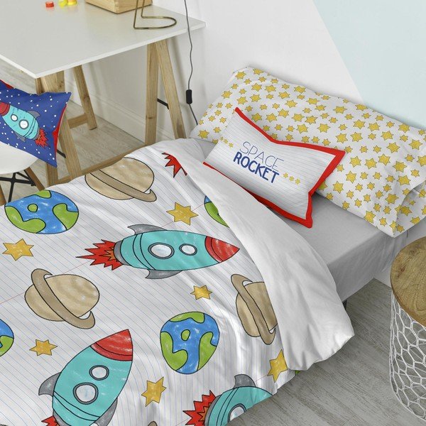 Dwustronna poszewka bawełniana na poduszkę Mr. Fox Space Rocket, 50x30 cm-image-1