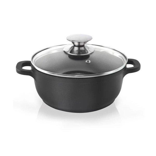 Garnek z powierzchnią nieprzywierającą Pfluon Granit i szklaną pokrywką Orion Grande, ⌀ 24 cm