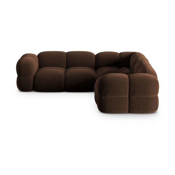 Ciemnobrązowy aksamitny narożnik Loretto – Cosmopolitan Design