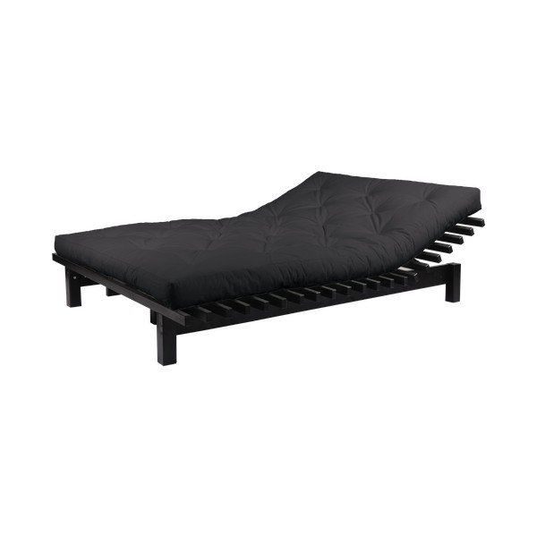 Łóżko dwuosobowe z drewna sosnowego z materacem Karup Design Blues Comfort Mat Black/Black, 160x200 cm-image-3