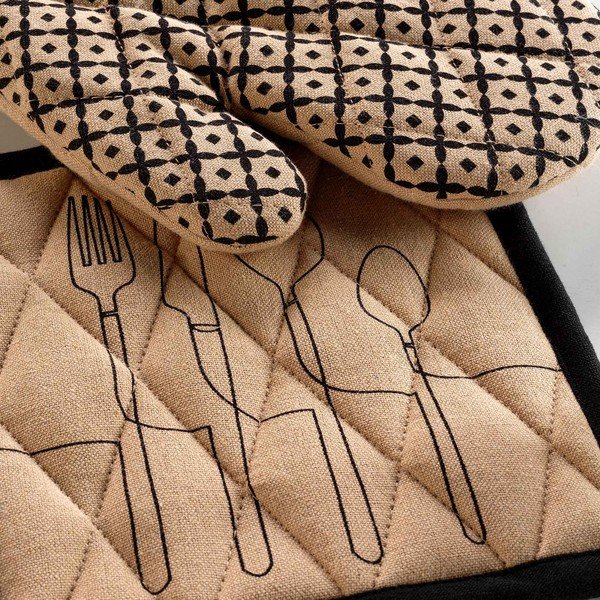 Rękawice kuchenne z bawełny z recyklingu zestaw 2 szt. Cuisiline – douceur d'intérieur-image-1