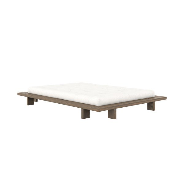 Brązowe łóżko dwuosobowe z litego drewna sosnowego ze stelażem 140x200 cm Japan – Karup Design-image-3