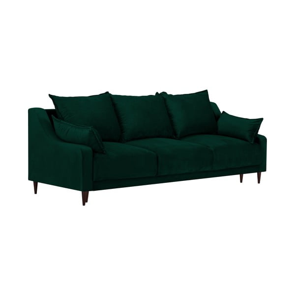 Ciemnozielona aksamitna rozkładana sofa ze schowkiem Mazzini Sofas Freesia, 215 cm-image-2