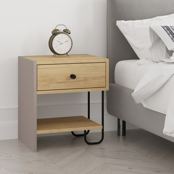 Szafka nocna w dekorze dębu z półką Saturne – Marckeric-image-4